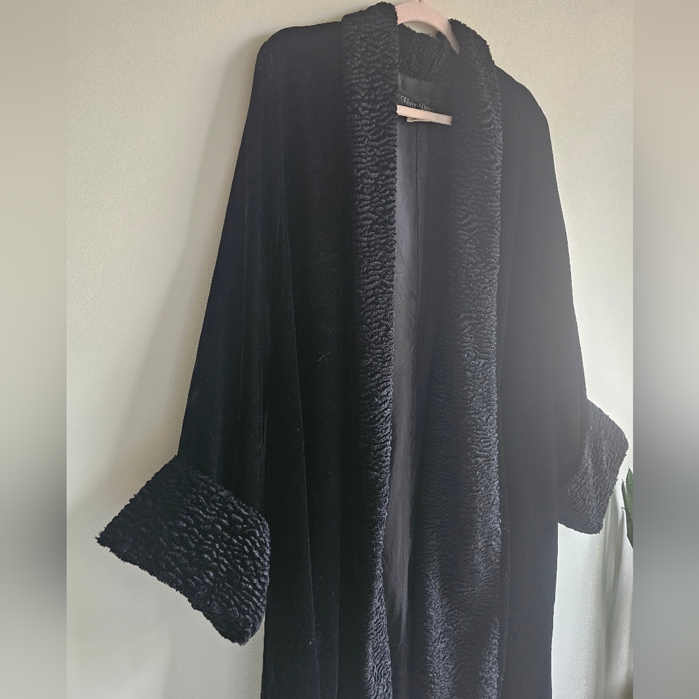 Vintage Y2K Fleece Dreams Martha's Vineyard Rayon Velvet Faux Fur Duster XL - Picture 3 of 15